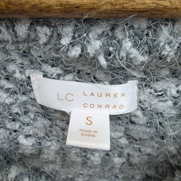NEW Lauren Conrad Gray Eyelash Cowl Neck Sweater Womens Size S Soft Cozy Fuzzy - Picture 10 of 15